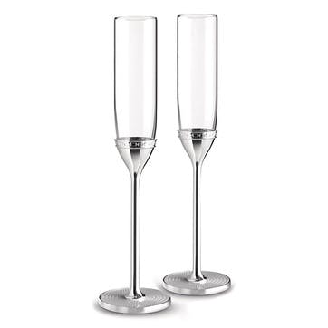 Pair of toasting flutes, 6 x 6 x 27cm, Wedgwood, Vera Wang - With Love, silver plate
