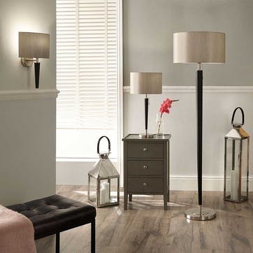 Lowry Floor Lamp H161cm, Brushed Silver and Matt Black