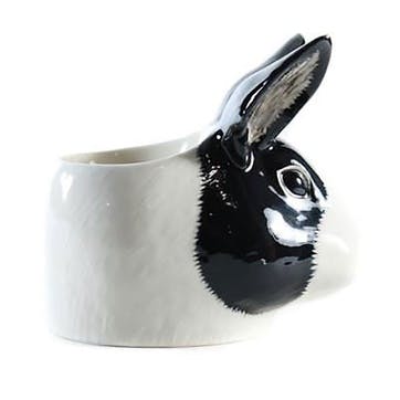 Rabbit Face With Egg Pair of Egg Cups H11cm Black/White