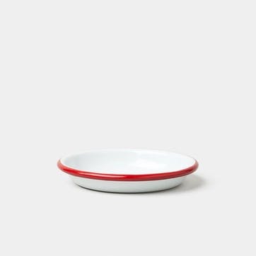 Sauce Dish D10cm, White with Pillarbox Red Rim