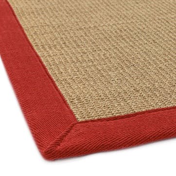 Sisal  linen border runner 200 x 300cm, red