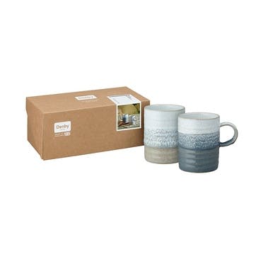 Kiln Accents Set of 2 Mugs 410ml, Taupe & Slate