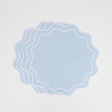 Bella Set of 4 Placemats, D40cm, Blue &  White