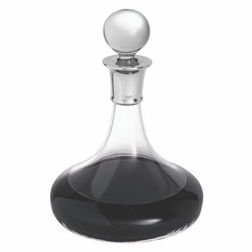 Plain Crystal and Sterling Silver Ship's Decanter, 750ml