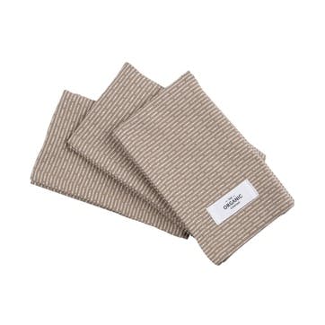 Piqué Set of 3 Kitchen Cloths 35 x 30 cm, Clay Stone