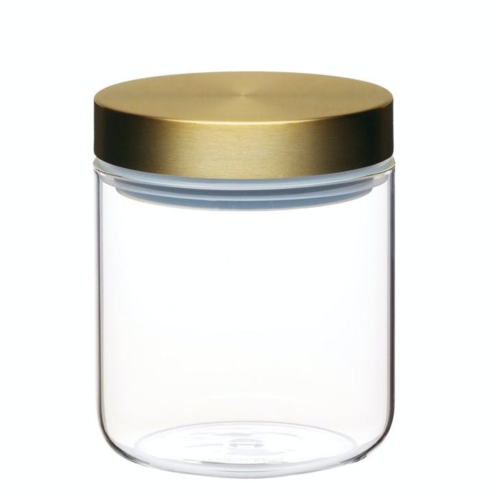 Metallics Airtight Small Glass Food Storage Jar with Brass Lid