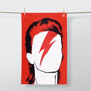 Icon Bowie Tea Towel, 47cm x 74cm, Red