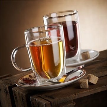 Artesano Hot & Cold Set of 2 Double Walled Glass Mugs 450ml Clear,