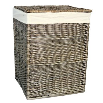 Square Laundry Basket With Oatmeal Lining, Large
