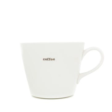 'Coffee' Set of 2 Bucket Mugs, 380ml, White & Brown