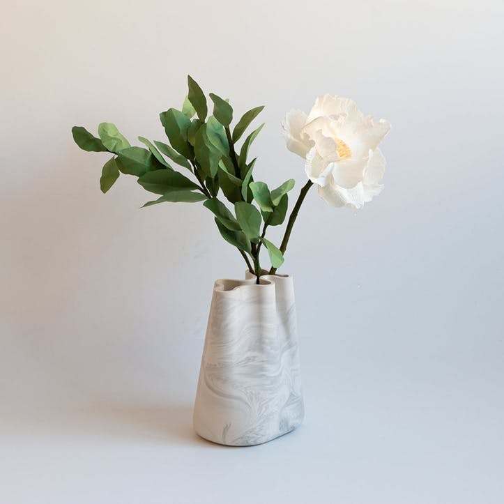 Jumony Small Vase, White Marble