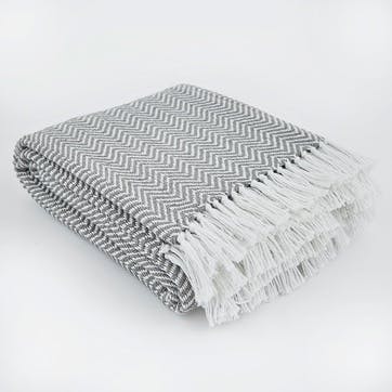 Herringbone Blanket 250cm x 130cm, Slate Grey