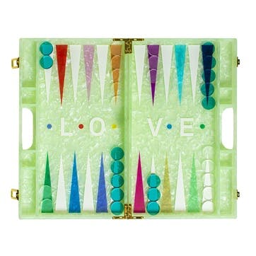 Love Backgammon Board  L45 x W38cm, Green