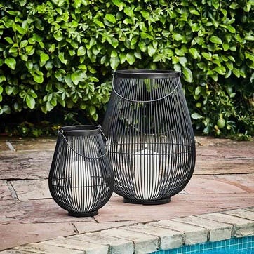 Venere Lantern with Glass Insert H34cm, Black