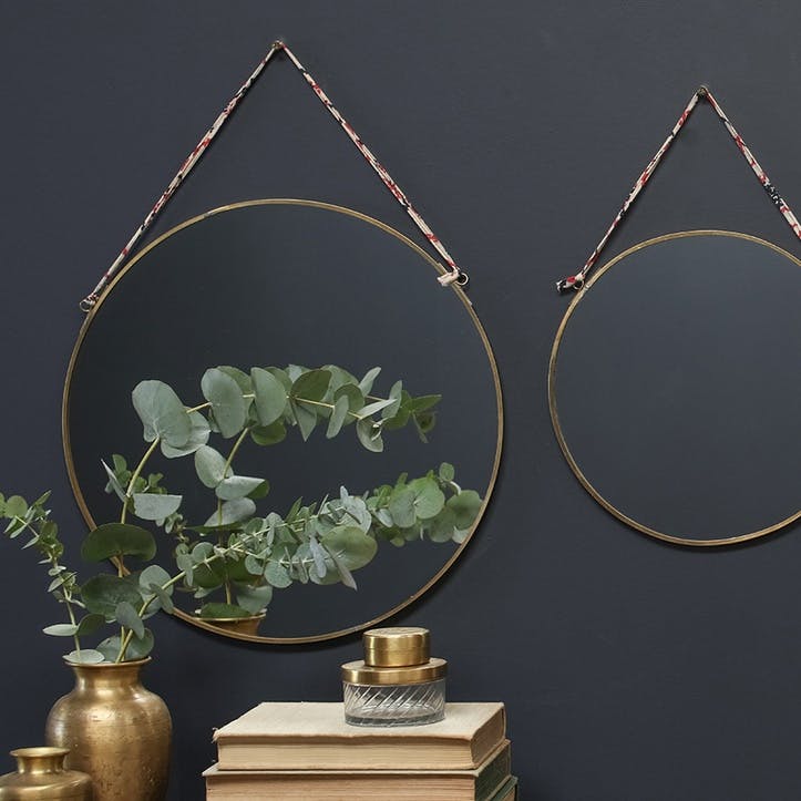 Kiko Round Mirror, D38cm, Antique Brass