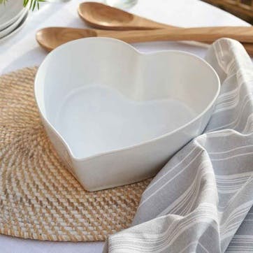 Porto Heart Oven Dish, White, Medium, 24cm