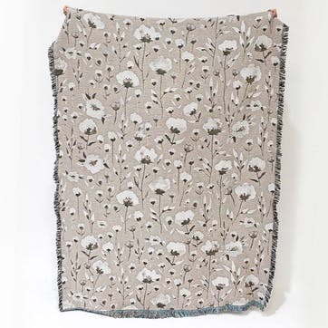 Vilda Woven Recycled Cotton Throw 137 x 183cm, Beige