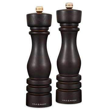 London Salt & Pepper Mills, 220mm, Chocolate Wood