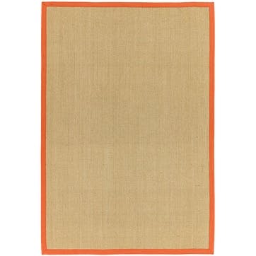 Sisal  linen border runner 160 x 230cm, orange