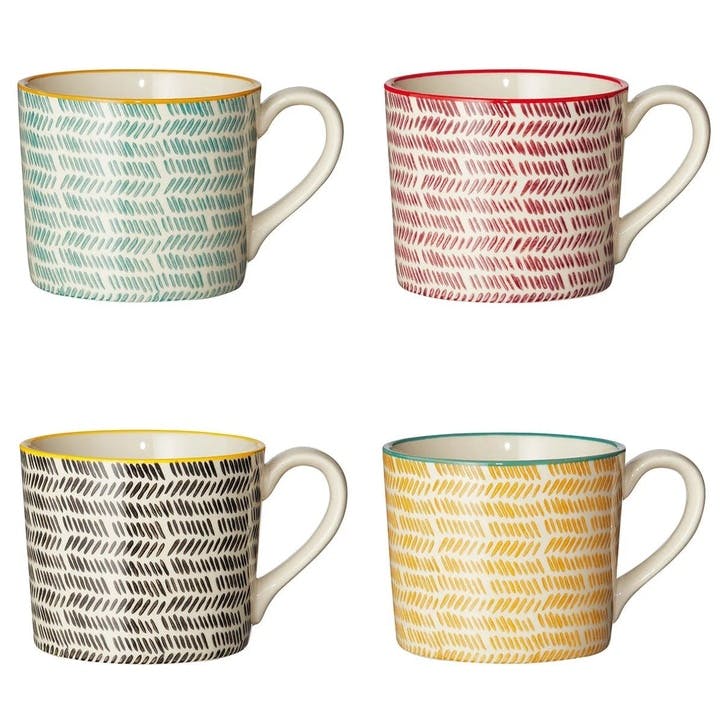Herrinko Stoneware Mugs, Set of 4, Multi