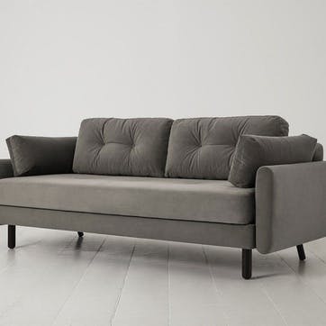 Model 04 3 Seater Velvet Sofa, Elephant