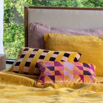 Washed Linen Double Duvet Cover, Mustard