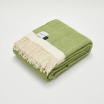 Herringbone Blanket 130 x 250cm, Kelp Green & Cream