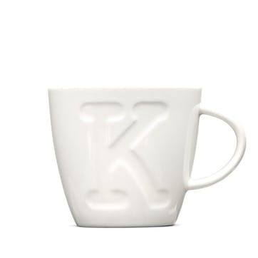 Alphabet K Mug, 380ml, Cream