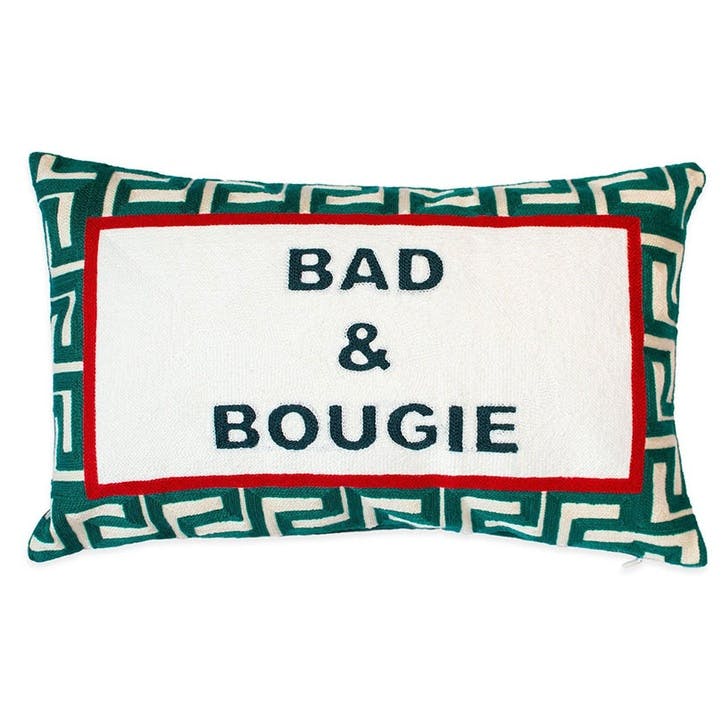 Bad & Bouji Cushion 30cm x 50cm, White/Green