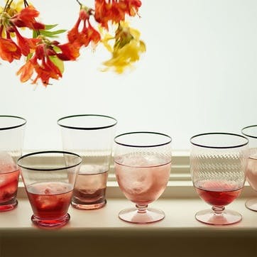 Memerah Set of 4 Twisted Wine Glasses 200ml, Pink / Black
