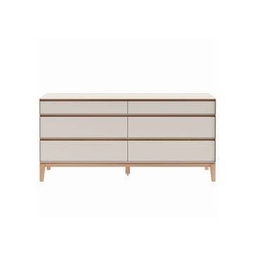 Lars Wide Six Drawer Dresser H73 x W150cm, Cashmere and Oak