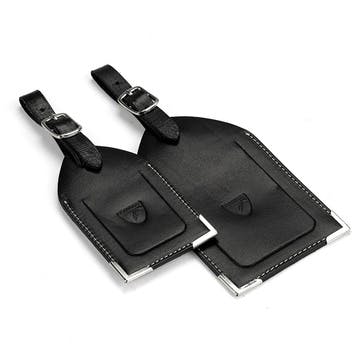 Set of 2 Luggage Tags, Smooth Black