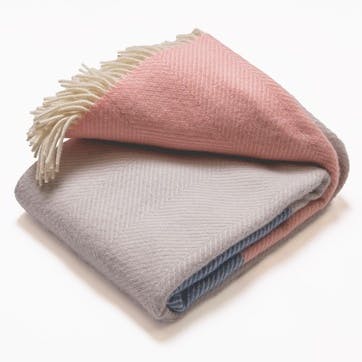 Blanket, 130 x 250cm, Atlantic Blankets, Dusk Tides, pink/blue/grey wool