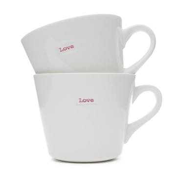 'Love' Set of 2 Bucket Mugs, 380ml