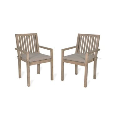 Porthallow Set of 2 Dining Chairs with Arms, Natural