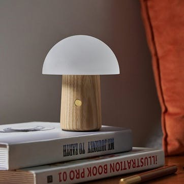 Alice Mushroom Lamp H13cm, White Ash