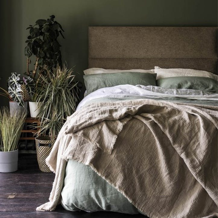 Sage Green Linen Pair of Pillowcases, Standard
