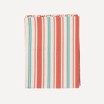 Summer Stripe Hand Made Tablecloth 145 x 200cm, Red / Green / White