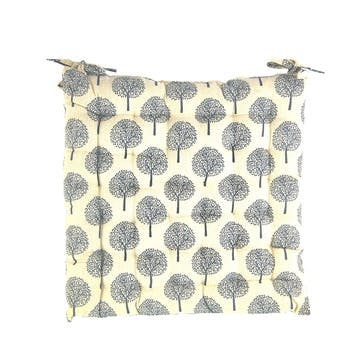 Tree Square Seat Pad 40 x 40cm, Cream Linen