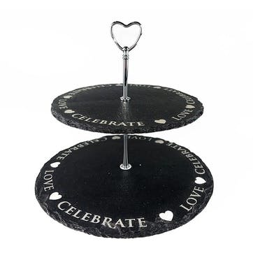 Love Heart Slate 2 Tier Serving Stand, Black