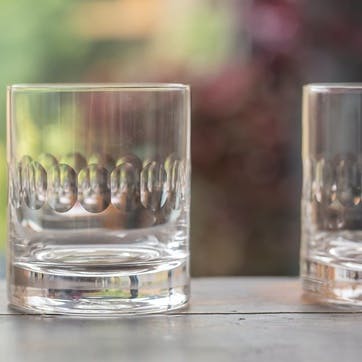 Lens Patterned Crystal Whisky Glasses, Set of 2