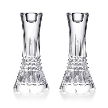 Lismore Diamond  Set of 2 Candlesticks 18cm, Clear