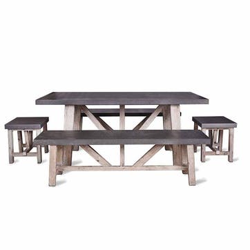 Chilson Table and Bench Set, Small, Cement Fibre