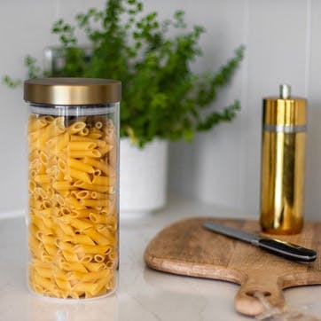 Metallics Airtight Large Glass Food Storage Jar with Brass Lid