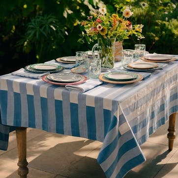 Stripe Tablecloth W160 x L200cm, Cornflower Blue