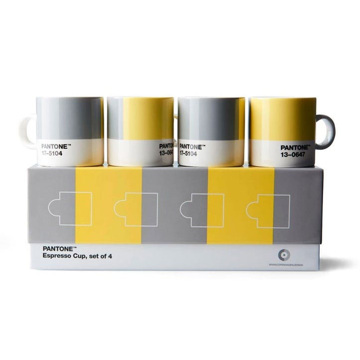 Set of 4Espresso Cups 120ml, Yellow/Grey