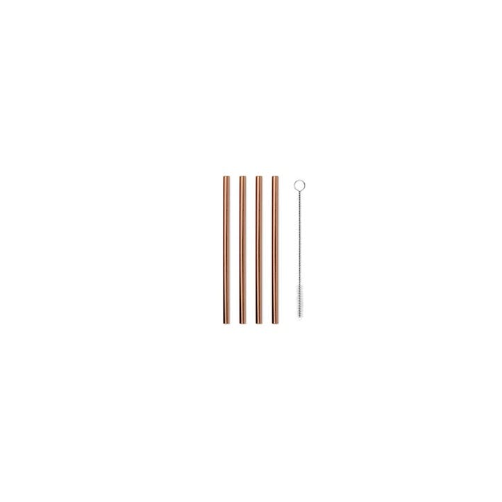 The Porter Set of 4 Metal Straws 12cm, Copper