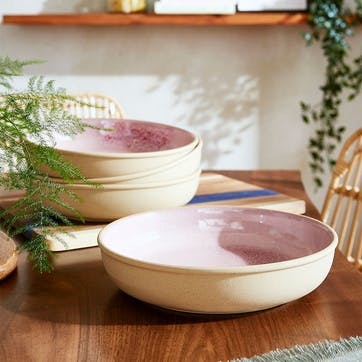 Minerals Set of 4 Low Bowls D22cm, Rose Quartz