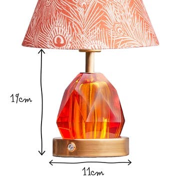Marco Rechargeable Table Lamp Base Only, H19cm x W11cm, Antique Brass and Amber Resin