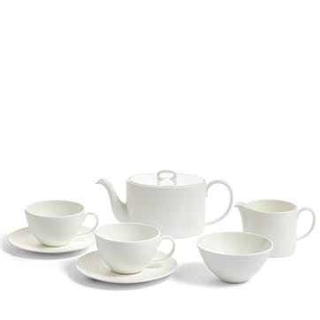 Gio 7 Piece Tea Set, White